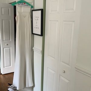 Lulu’s Tatiana White lace button back maxi dress